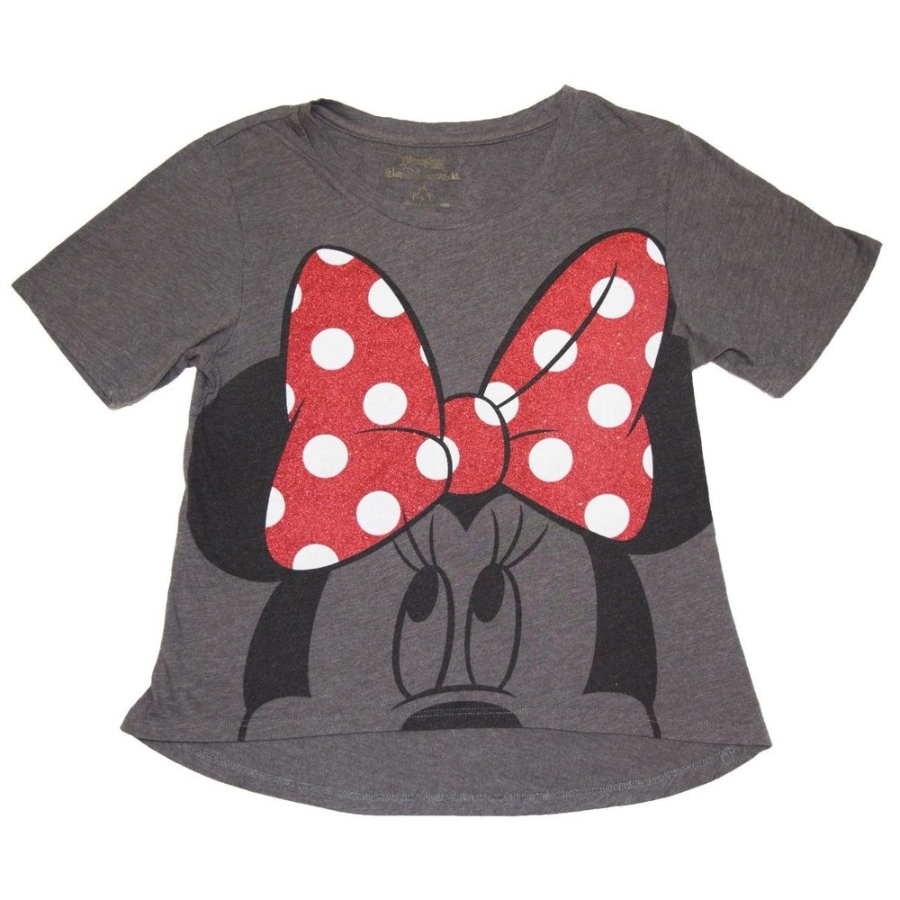EUC Disney Womens Small Gray Minnie Mouse Graphic Tee T Shirt Top